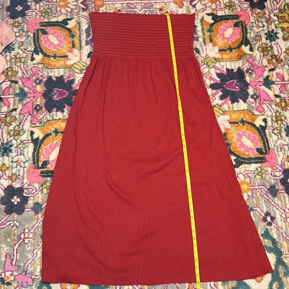 La Ligne Meredith Smocked Bodice Strapless Striped Midi Dress Size Large - Picture 10 of 11